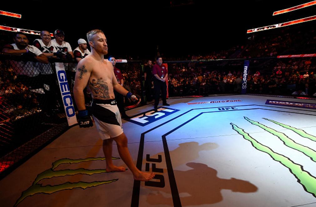 LAS VEGAS, NV - JULY 07: Justin Gaethje enters the Octagon before facing Michael Johnson after their lightweight bout during The Ultimate Fighter Finale at T-Mobile Arena on July 7, 2017 in Las Vegas, Nevada. (Photo by Brandon Magnus/Zuffa LLC/Zuffa LLC