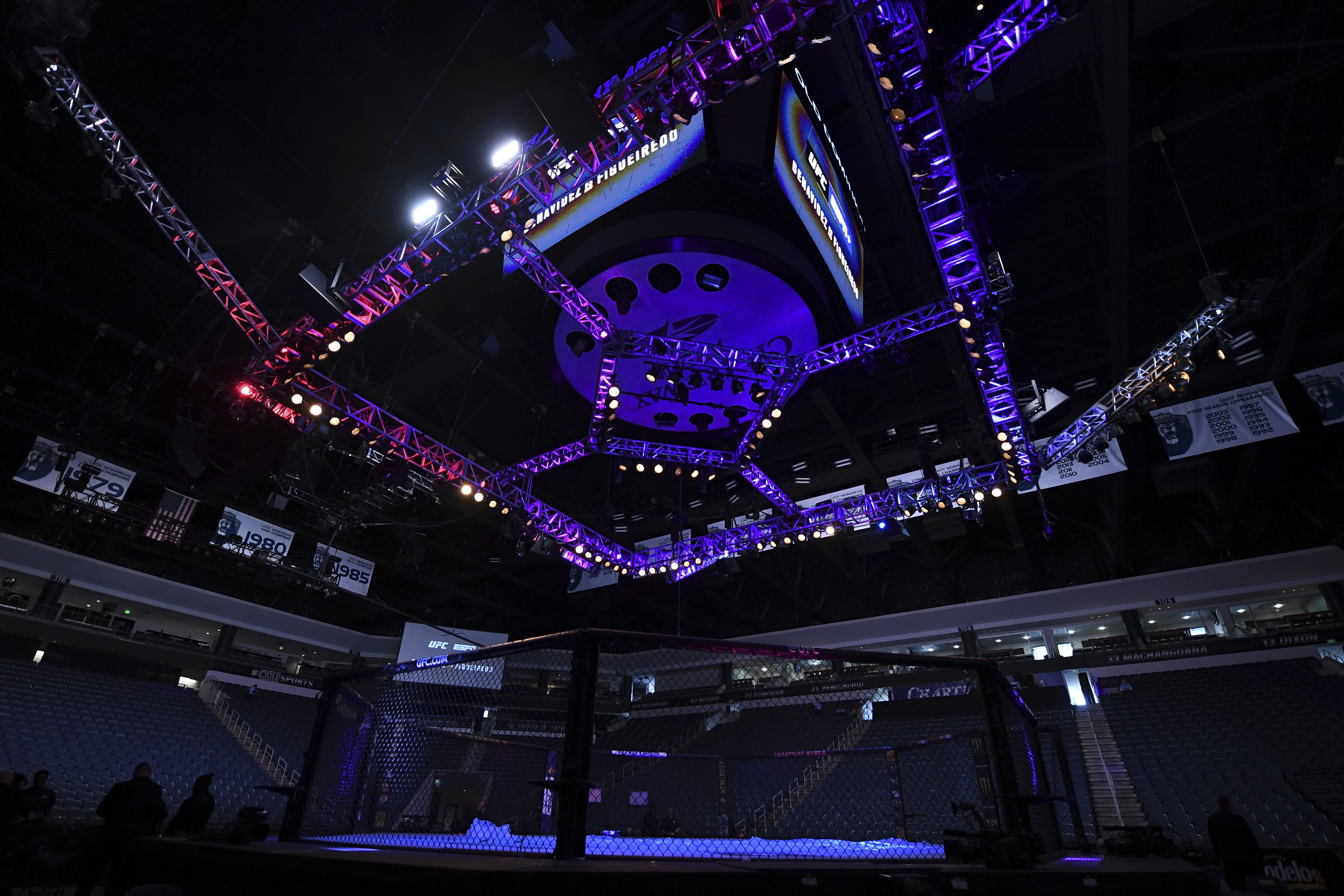 A general view of the Octagon prior to the UFC Fight Night event at Chartway Arena on February 29, 2020 in Norfolk, Virginia. (Photo by Josh Hedges/Zuffa LLC)