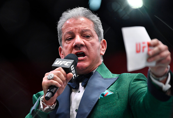 Octagon announcer Bruce Buffer introduces a fighter during the UFC 259 event at UFC APEX on March 06, 2021 in Las Vegas, Nevada. (Photo by Chris Unger/Zuffa LLC)
