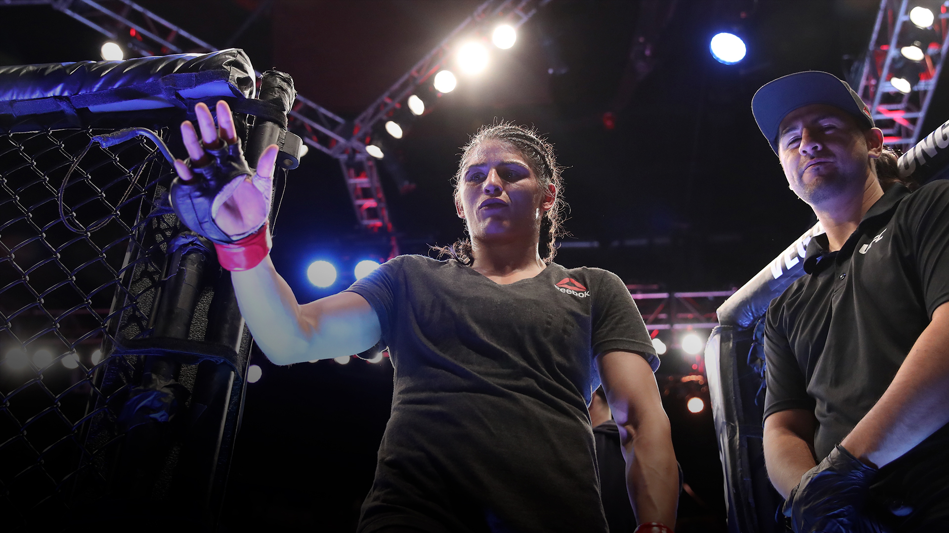 Julia Avila exits the octagon after her bantamweight fight during the UFC 239 event at T-Mobile Arena on July 6, 2019 in Las Vegas, Nevada. (Photo by Christian Petersen/Zuffa LLC)