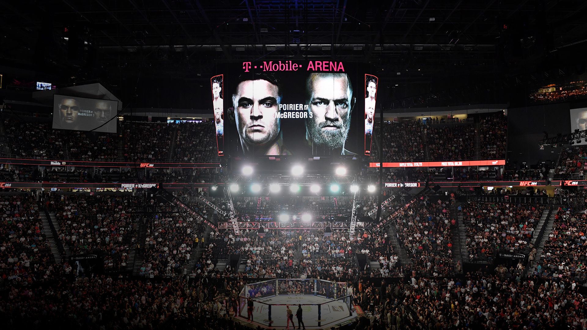 A general view of the Octagon during the UFC 264 event at T-Mobile Arena on July 10, 2021 in Las Vegas, Nevada. (Photo by Chris Unger/Zuffa LLC)