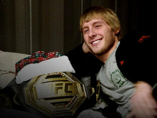Paddy Pimblett poses with the UFC belt ahead of UFC 282 Blachowicz vs Ankalaev