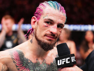 Sean O'Malley reacts after his victory against Marlon Vera of Ecuador in the UFC bantamweight championship fight during the UFC 299 event at Kaseya Center on March 09, 2024 in Miami, Florida. (Photo by Chris Unger/Zuffa LLC)