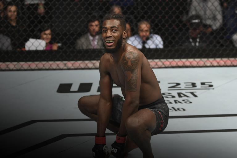 MELBOURNE, AUSTRALIA - FEBRUARY 10: Devonte Smith celebrates his TKO victory over Dong Hyun Ma of South Korea in their Lightweight bout during the UFC 234 at Rod Laver Arena on February 10, 2019 in the Melbourne, Australia. (Photo by Jeff Bottari/Zuffa LLC/Zuffa LLC via Getty Images)