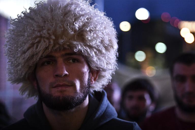 LAS VEGAS, NV - OCTOBER 06: Khabib Nurmagomedov of Russia arrives to the arena before the UFC 229 event inside T-Mobile Arena on October 6, 2018 in Las Vegas, Nevada. (Photo by Brandon Magnus/Zuffa LLC/Zuffa LLC via Getty Images)