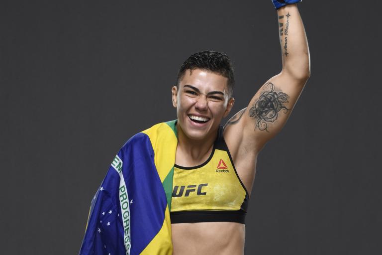 Jessica Andrade of Brazil poses for a portrait backstage during the UFC Fight Night event inside Flash Forum on UFC Fight Island on October 18, 2020 in Abu Dhabi, United Arab Emirates. (Photo by Mike Roach/Zuffa LLC via Getty Images)