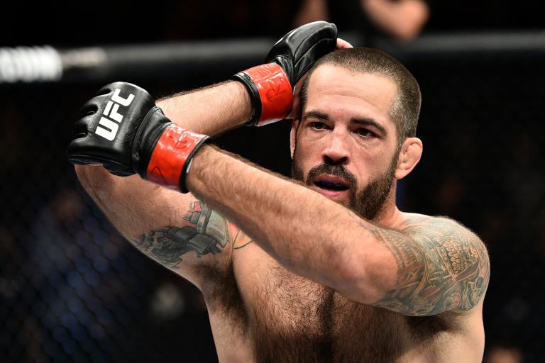 Matt Brown celebrates after defeating Diego Sanchez by KO in their welterweight bout during the UFC Fight Night event inside the Ted Constant Convention Center on November 11, 2017 in Norfolk, Virginia. (Photo by Brandon Magnus/Zuffa LLC)