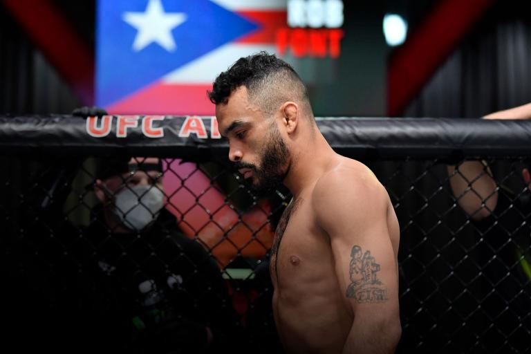 Rob Font is introduced prior to his bantamweight bout during the UFC Fight Night event at UFC APEX on May 22, 2021 in Las Vegas, Nevada. (Photo by Chris Unger/Zuffa LLC)