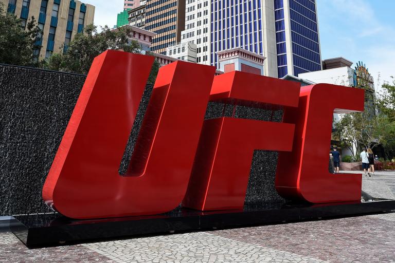 A general view of the UFC letters outside of New York New York Hotel and Casino on July 8, 2017 in Las Vegas, Nevada. (Photo by Brandon Magnus/Zuffa LLC)