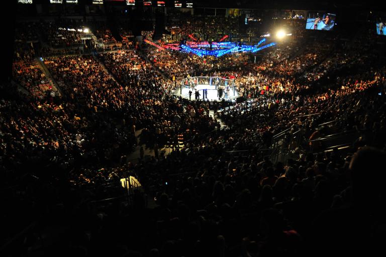 A general view of the Octagon as Nick Diaz battles BJ Penn during the UFC 137 event at the Mandalay Bay Events Center on October 29, 2011 in Las Vegas, Nevada. (Photo by Kari Hubert/Zuffa LLC/Zuffa LLC via Getty Images)