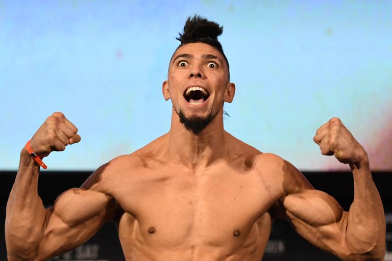Johnny Walker of Brazil poses on the scale during the UFC 244 weigh-ins at the Hulu Theatre at Madison Square Garden on November 1, 2019 in New York, New York. (Photo by Josh Hedges/Zuffa LLC)