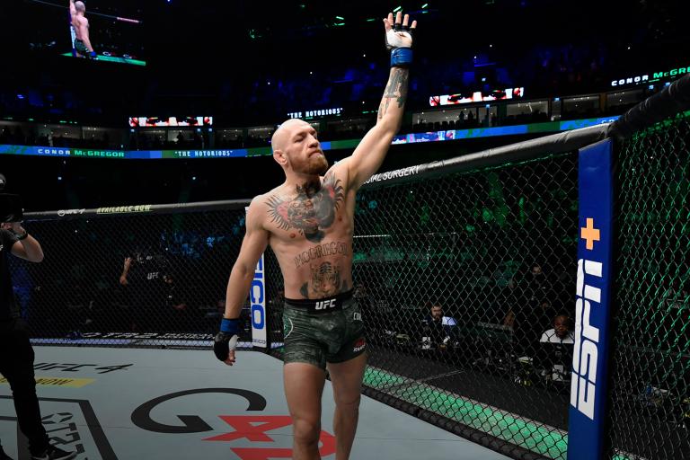 Conor McGregor of Ireland prepares to fight Dustin Poirier in a lightweight fight during the UFC 257 event inside Etihad Arena on UFC Fight Island on January 23, 2021 in Abu Dhabi, United Arab Emirates. (Photo by Jeff Bottari/Zuffa LLC)