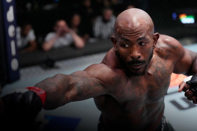 Khalil Rountree Jr. punches Karl Roberson in their light heavyweight fight during the UFC Fight Night event at UFC APEX on March 12, 2022 in Las Vegas, Nevada. (Photo by Chris Unger/Zuffa LLC)