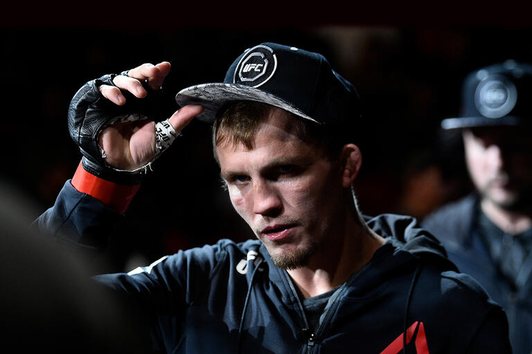 Jason Knight prepares to enter the Octagon before facing Gabriel Benitez of Mexico in their featherweight bout during the UFC Fight Night event inside Save Mart Center on December 9, 2017 in Fresno, California. (Photo by Jeff Bottari/Zuffa LLC)