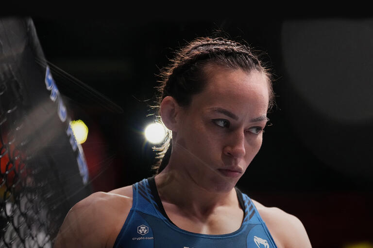 Jinh Yu Frey prepares to fight Polyana Viana of Brazil in a strawweight fight during the UFC Fight Night event at UFC APEX on November 05, 2022 in Las Vegas, Nevada. (Photo by Chris Unger/Zuffa LLC)