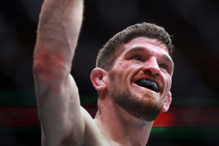 Jimmy Flick of the United States waves to the crowd in a flyweight bout against Malcolm Gordon of Canada during the UFC 297 event at Scotiabank Arena on January 20, 2024 in Toronto, Ontario, Canada. (Photo by Vaughn Ridley/Getty Images)