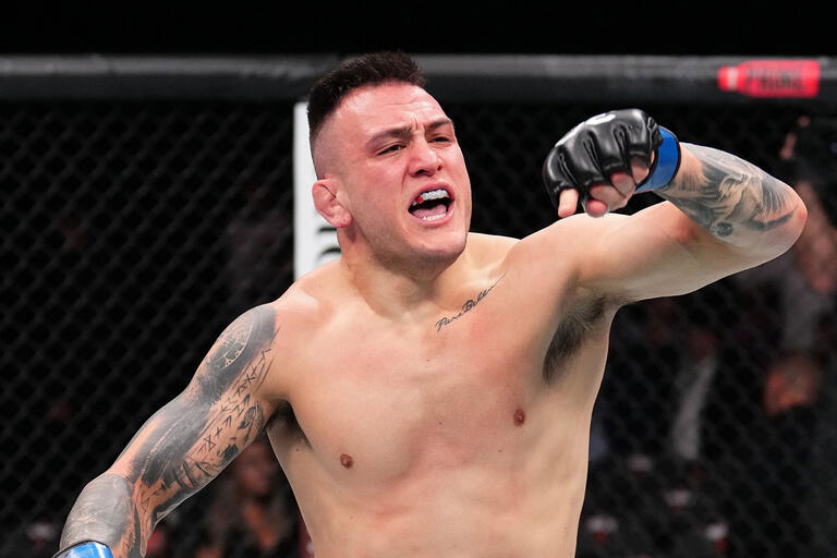  Cody Brundage celebrates his victory over Zachary Reese in a middleweight fight during the UFC Fight Night event at Moody Center on December 02, 2023 in Austin, Texas. (Photo by Josh Hedges/Zuffa LLC)