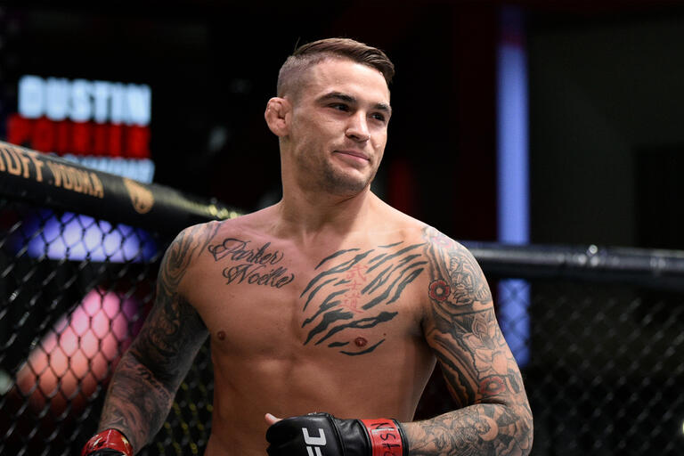Dustin Poirier prepares to fight Dan Hooker of New Zealand in their lightweight fight during the UFC Fight Night event at UFC APEX on June 27, 2020 in Las Vegas, Nevada. (Photo by Chris Unger/Zuffa LLC)