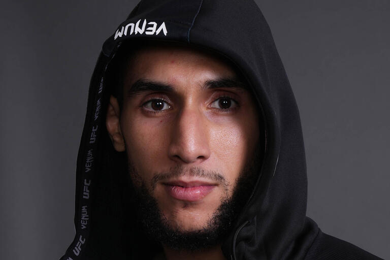 Fares Ziam of France poses for a portrait after his victory during the UFC Fight Night event at The Accor Arena on September 28, 2024 in Paris, France