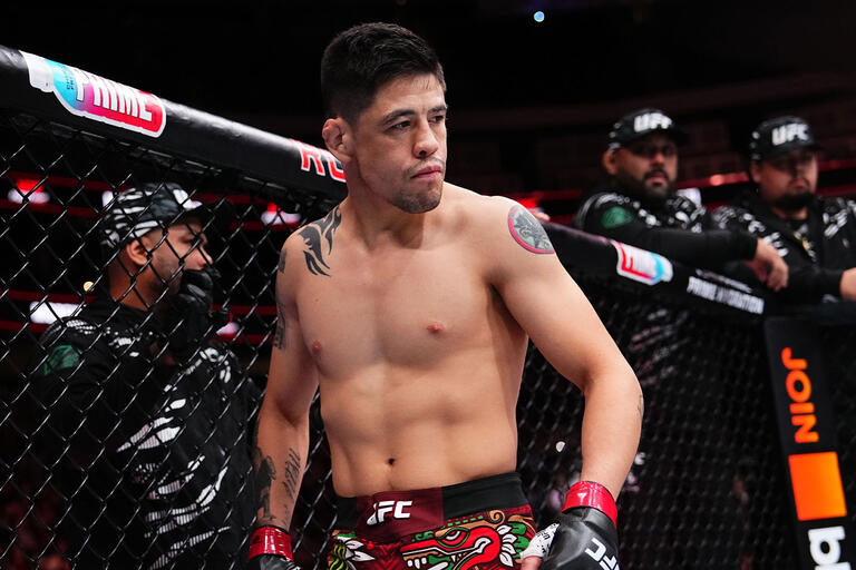Brandon Moreno of Mexico prepares to face Amir Albazi of Iraq in a flyweight fight during the UFC Fight Night event at Rogers Place on November 02, 2024 in Edmonton, Alberta. (Photo by Jeff Bottari/Zuffa LLC)