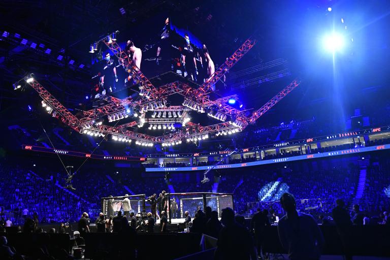 A general view of the Octagon during the UFC Fight Night event at Etihad Arena on UFC Fight Island on January 20, 2021 in Abu Dhabi, United Arab Emirates. (Photo by Jeff Bottari/Zuffa LLC)