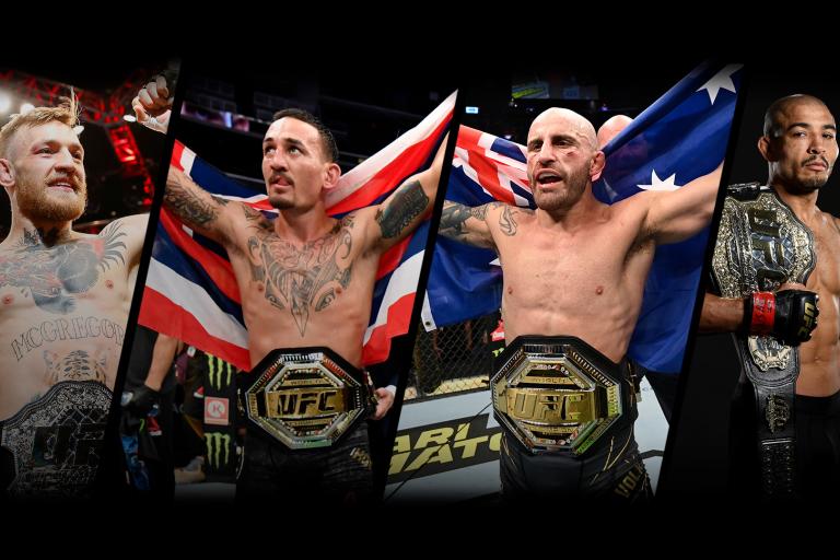 Conor McGregor, Max Holloway, Alexander Volkanovski, Jose Aldo featherweight champions