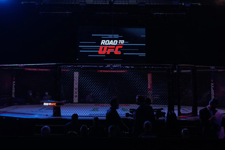 A general view of the Octagon during the Road to UFC event at Singapore Indoor Stadium on June 09, 2022 in Singapore. (Photo by Jeff Bottari/Zuffa LLC)