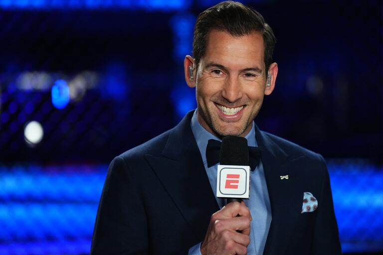 John Gooden anchors the broadcast during the UFC Fight Night event at UFC APEX on April 06, 2024 in Las Vegas, Nevada. (Photo by Jeff Bottari/Zuffa LLC via Getty Images)