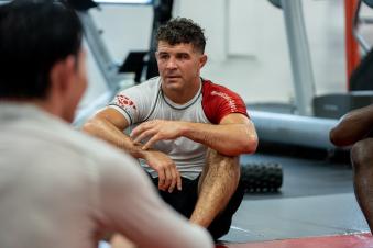 Al Iaquinta prepares for his lightweight bout against Bobby Green at UFC 268: Usman vs Covington 2 at Serra Brazilian Jiu-Jitsu in Long Island, New York. (Photo by McKenzie Pavacich/Zuffa LLC)