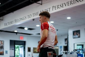 Al Iaquinta prepares for his lightweight bout against Bobby Green at UFC 268: Usman vs Covington 2 at Serra Brazilian Jiu-Jitsu in Long Island, New York. (Photo by McKenzie Pavacich/Zuffa LLC)