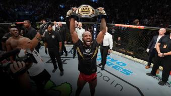 Leon Edwards of Jamaica celebrates after defeating Kamaru Usman of Nigeria in the UFC welterweight championship fight during the UFC 278 event at Vivint Arena on August 20, 2022 in Salt Lake City, Utah. (Photo by Josh Hedges/Zuffa LLC)