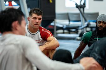 Al Iaquinta prepares for his lightweight bout against Bobby Green at UFC 268: Usman vs Covington 2 at Serra Brazilian Jiu-Jitsu in Long Island, New York. (Photo by McKenzie Pavacich/Zuffa LLC)