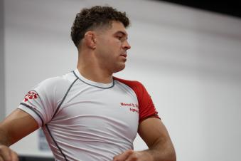 Al Iaquinta prepares for his lightweight bout against Bobby Green at UFC 268: Usman vs Covington 2 at Serra Brazilian Jiu-Jitsu in Long Island, New York. (Photo by McKenzie Pavacich/Zuffa LLC)
