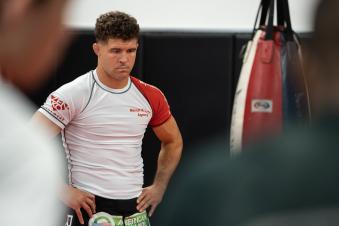 Al Iaquinta prepares for his lightweight bout against Bobby Green at UFC 268: Usman vs Covington 2 at Serra Brazilian Jiu-Jitsu in Long Island, New York. (Photo by McKenzie Pavacich/Zuffa LLC)