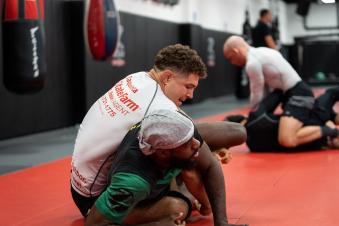 Al Iaquinta prepares for his lightweight bout against Bobby Green at UFC 268: Usman vs Covington 2 at Serra Brazilian Jiu-Jitsu in Long Island, New York. (Photo by McKenzie Pavacich/Zuffa LLC)