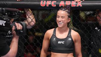 Maycee Barber prepares to fight Montana De La Rosa in a flyweight fight during the UFC Fight Night event at UFC APEX on April 23, 2022 in Las Vegas, Nevada. (Photo by Jeff Bottari/Zuffa LLC)