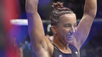 Maycee Barber enters the Octagon in a flyweight fight during the UFC 276 event at T-Mobile Arena on July 02, 2022 in Las Vegas, Nevada. (Photo by Jeff Bottari/Zuffa LLC)