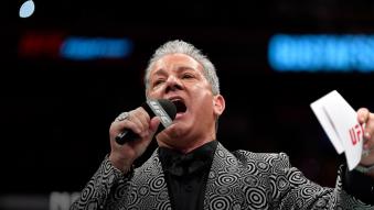 UFC Octagon announcer Bruce Buffer introduces the main event during the UFC Fight Night event at Ericsson Globe on June 1, 2019 in Stockholm, Sweden. (Photo by Jeff Bottari/Zuffa LLC)