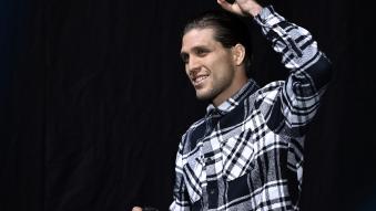 Brian Ortega interacts with fans and media during the UFC 266 press conference at Park Theater at Park MGM on September 23 2021 in Las Vegas Nevada (Photo by Jeff Bottari/Zuffa LLC)