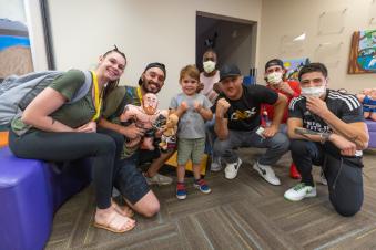 UFC athletes Brandon Moreno, Justin Gaethje, Jalin Turner, and Brendan Allen visit the Primary Children's Hospital in Salt Lake City, Utah. (Photo by Melissa Majchrzak via Primary Children's Hospital)