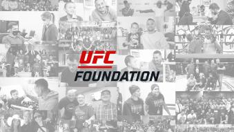 Collage featuring UFC fighters and UFC employees doing acts of good for the community