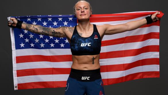 Miranda Granger poses for a portrait backstage during the UFC Fight Night event at the Prudential Center on August 3, 2019 in Newark, New Jersey. (Photo by Mike Roach/Zuffa LLC/Zuffa LLC via Getty Images)