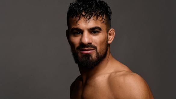 Khalid Taha of Germany poses for a post fight portrait backstage during the UFC 236 event at State Farm Arena on April 13, 2019 in Atlanta, Georgia. (Photo by Mike Roach/Zuffa LLC)