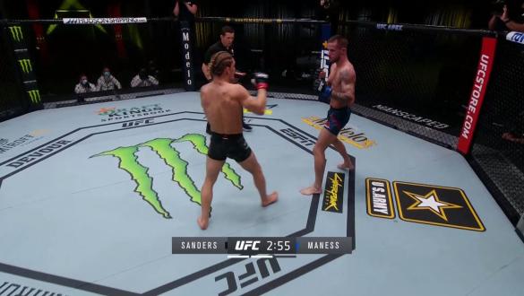 Nate Maness secures a submission victory at UFC Vegas 15 from the UFC Apex in Las Vegas on November 28, 2020.