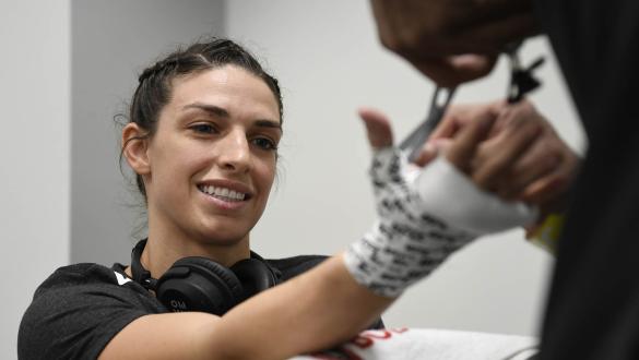 Mackenzie Dern has her hands wrapped backstage during the UFC Fight Night event at UFC APEX on May 30, 2020 in Las Vegas, Nevada. (Photo by Mike Roach/Zuffa LLC via Getty Images)
