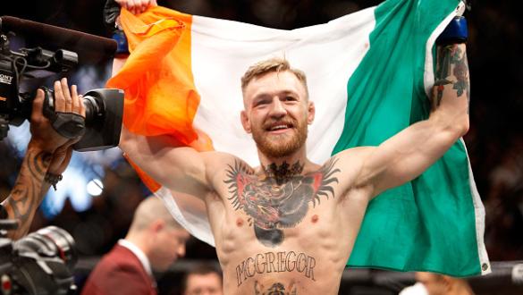 LAS VEGAS, NV - DECEMBER 12:  Conor McGregor celebrates after a first-round knockout victory over Jose Aldo in their featherweight title fight during UFC 194 on December 12, 2015 in Las Vegas, Nevada.  (Photo by Steve Marcus/Getty Images)