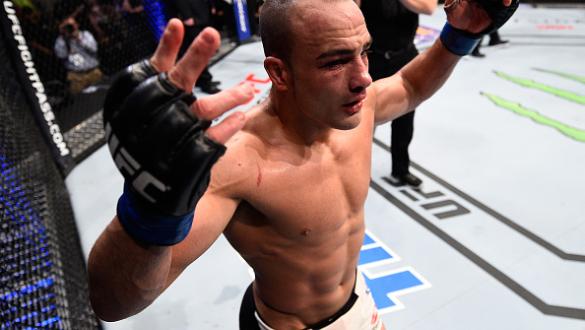 BOSTON, MA - JANUARY 17:  Eddie Alvarez reacts after the conclusion of his lightweight bout against Anthony Pettis during the UFC Fight Night event inside TD Garden on January 17, 2016 in Boston, Massachusetts. (Photo by Jeff Bottari/Zuffa LLC/Zuffa LLC v