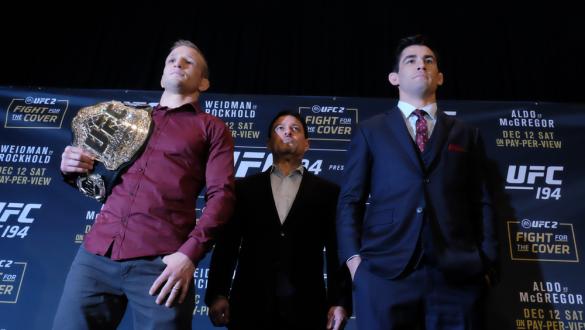 TJ Dillashaw and Dominick Cruz at UFC 194 media day