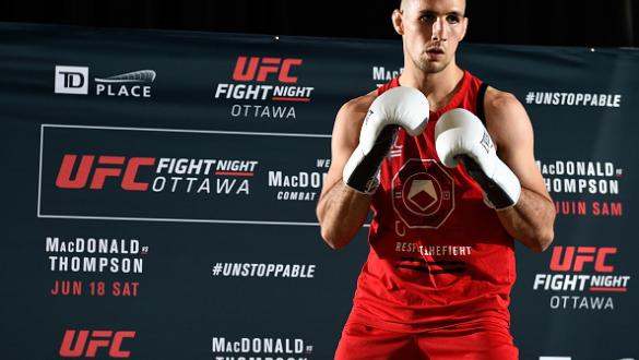 OTTAWA, ON - JUNE 16:  Rory 'Red King' MacDonald works out for fans and media during the UFC Fight Night Open Workouts at the Aberdeen Pavilion on June 16, 2016 in Ottawa, Ontario, Canada. (Photo by Jeff Bottari/Zuffa LLC/Zuffa LLC via Getty Images)