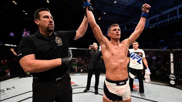 OTTAWA, ON - JUNE 18:   Stephen Thompson of the United States celebrates his victory over Rory MacDonald of Canada in their welterweight bout during the UFC Fight Night event inside the TD Place Arena on June 18, 2016 in Ottawa, Ontario, Canada. (Photo by